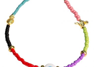 Jt Βραχιόλι ποδιού με πολύχρωμες χάντρες και ματάκι - JT - 