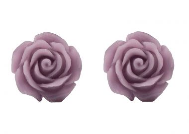 Jt Χειροποίητα ασημένια καρφωτά σκουλαρίκια τριαντάφυλλα Μοβ Λιλά - JT - 