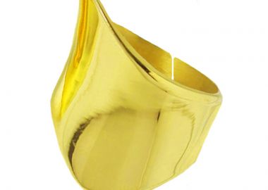 JT Χειροποίητο ασημένιο ανοιχτό δαχτυλίδι σωλήνας με καμπύλες Ασήμι επιχρυσωμένο - JT - 