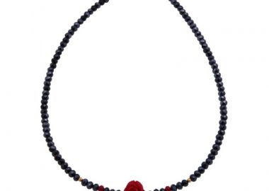 Jt Χειροποίητο ασημένιο κολιέ τριαντάφυλλο με κρύσταλλα Κόκκινο - Floral - 