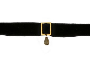 Jt Χειροποίητο κολιέ τσόκερ βελούδο χρυσο τετράγωνο&Swarovski Μαύρο - JT - 