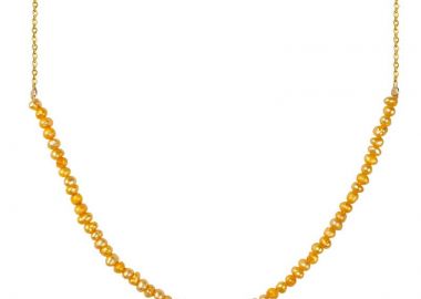 Jt Χρυσό ατσάλινο κολιέ με κίτρινα φυσικά μικρά μαργαριτάρια 45 εκ. + 5cm προέκταση - JT - 