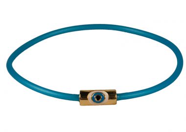 Jt Χρυσό βραχιόλι ματάκι σε μπλε τιρκουάζ καουτσούκ - JT - 