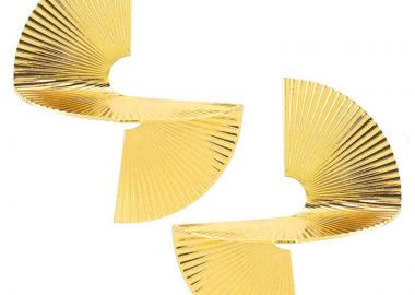 Jt Εντυπωσιακά ατσάλινα σκουλαρίκια στριφτή βεντάλια Χρυσό - JT - 