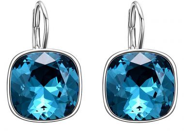 Jt Εντυπωσιακά τετράγωνα ατσάλινα σκουλαρίκια με κρύσταλλο Μπλε - JT - 