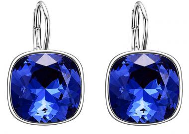 Jt Εντυπωσιακά τετράγωνα ατσάλινα σκουλαρίκια με κρύσταλλο Μπλε σκούρο - JT - 