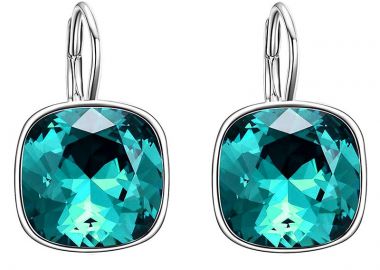 Jt Εντυπωσιακά τετράγωνα ατσάλινα σκουλαρίκια με κρύσταλλο Πετρόλ - JT - 