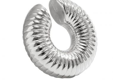 Jt Εντυπωσιακό μονό chunky ear cuff σκουλαρίκι ριγέ ατσάλινο Ασημί - JT - 