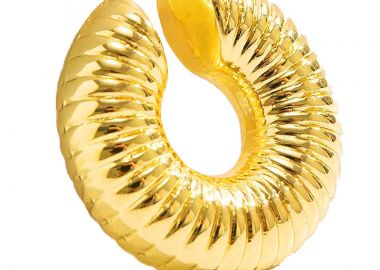 Jt Εντυπωσιακό μονό chunky ear cuff σκουλαρίκι ριγέ ατσάλινο Χρυσό - JT - 