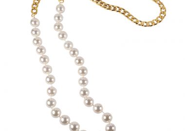 JT Εντυπωσιακό unisex μακρύ κολιέ αλυσίδα χρυσή ατσάλι & πέρλες - JT - 