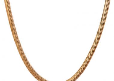 Jt Γυναικεία αλυσίδα λαιμού φιδίσια ατσάλι 6mm Ροζ χρυσό - JT - 