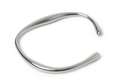 Jt Ιδιαίτερο βραχιόλι χειροπέδα ατσάλινο με ρευστή γραμμή Ασημί - JT - 