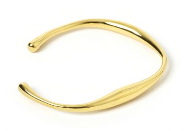 Jt Ιδιαίτερο βραχιόλι χειροπέδα ατσάλινο με ρευστή γραμμή Χρυσό - JT - 