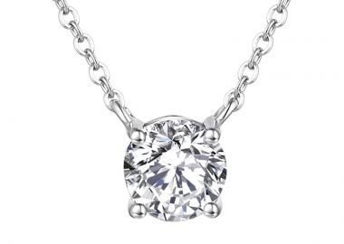 JT Λαμπερό ατσάλινο μονόπετρο κολιέ με ζιργκόν 8mm Ασημί - JT - 