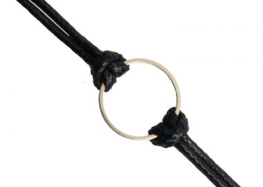 Jt Λεπτο ατσάλινο κολιέ τσόκερ με κύκλο & μαύρο κορδόνι φίδι Μαύρο - Ασημί - JT - 