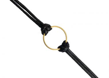 Jt Λεπτο ατσάλινο κολιέ τσόκερ με κύκλο & μαύρο κορδόνι φίδι Μαύρο - Χρυσό - JT - 