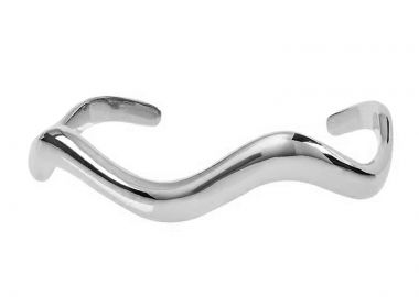 Jt Μίνιμαλ ατσάλινο βραχιόλι χειροπέδα cuff κυματιστό Ασημί - JT - 