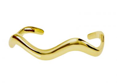 Jt Μίνιμαλ ατσάλινο βραχιόλι χειροπέδα cuff κυματιστό Χρυσό - JT - 