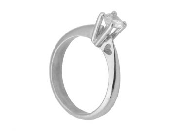 JT Μονόπετρο ασημένιο δαχτυλίδι καρδιά με λευκό ζιργκόν - JT - 