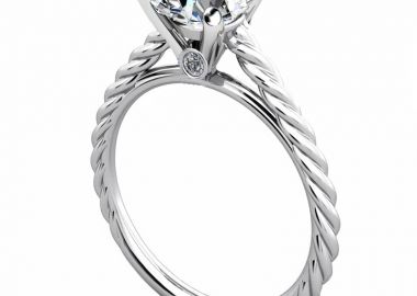 JT Μονόπετρο ασημένιο δαχτυλίδι πλεξούδα με λευκό ζιργκόν - JT - 