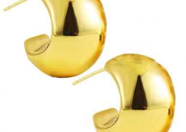 Jt Πρωτότυπα ατσάλινα φαρδιά χρυσά σκουλαρίκια μισή μπάλα - JT - 