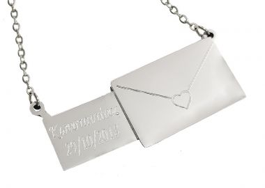 Jt Πρωτότυπο ατσάλινο κολιέ επιστολή με δικό σου κρυφό μήνυμα Ασημί - JT - 