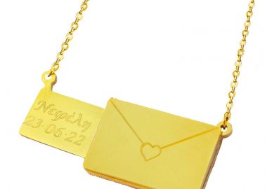 Jt Πρωτότυπο ατσάλινο κολιέ επιστολή με δικό σου κρυφό μήνυμα Χρυσό - JT - 