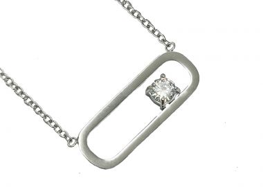 JT Πρωτότυπο ατσάλινο κολιέ οβάλ με πέτρα - κρύσταλλο Ασημί - JT - 