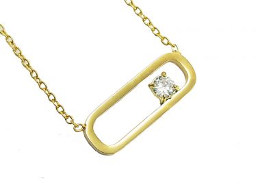 JT Πρωτότυπο ατσάλινο κολιέ οβάλ με πέτρα - κρύσταλλο Χρυσό - JT - 