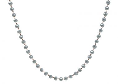 Jt Ροζ ατσάλινο κολιέ ροζάριο με πέτρες Άσπρο - JT - 