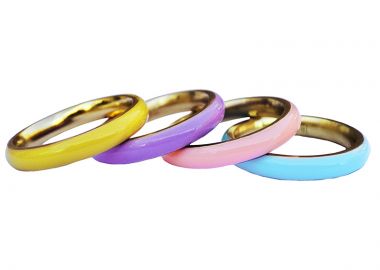 Jt Σετ 4 Ατσάλινα πολύχρωμα χρυσά λεπτά δαχτυλίδια βεράκια - Alice's Dreams - 