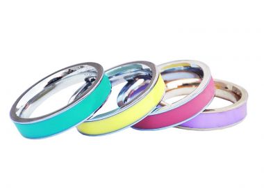 Jt Σετ 4 Ατσάλινα πολύχρωμα δαχτυλίδια βεράκια - Alice's Dreams - 