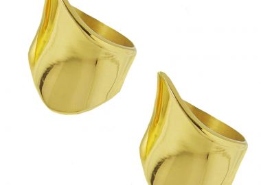 JT Σετ ατσάλινα δαχτυλίδια σωλήνες κυματιστά Χρυσό - Cr Kosmima - 