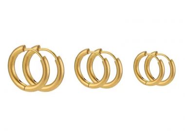 Jt Σετ με 3 ζευγάρια κρίκους ατσάλινους της επιλογής σου Χρυσό - JT - 