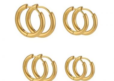 Jt Σετ με 4 ζευγάρια κρίκους ατσάλινους της επιλογής σου Χρυσό - JT - 