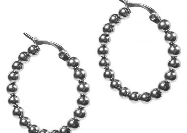 Jt Σκουλαρίκια κρίκοι ατσάλι με μπίλιες 2.3cm - JT - 