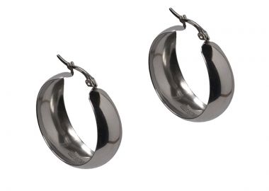 Jt Σκουλαρίκια κρίκοι πλατιοί ατσάλινοι 27mm - JT - 