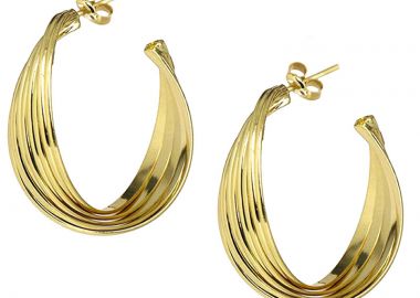 Jt Σκουλαρίκια κρίκοι στριφτοί χρυσοί ατσάλινοι 40mm - JT - 