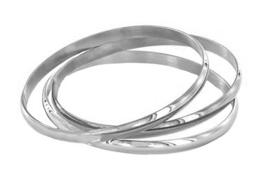 JT Τριπλό σετ βραχιόλια βέργες ατσάλι πλατιές Ασημί - Alice's Dreams - 