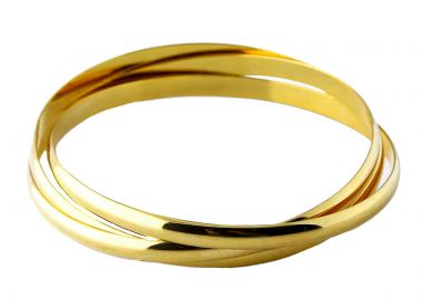 JT Τριπλό σετ βραχιόλια βέργες ατσάλι πλατιές Χρυσό - Alice's Dreams - 