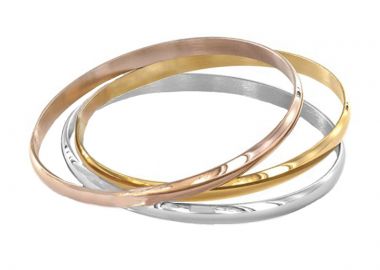 JT Τριπλό σετ βραχιόλια βέργες ατσάλι πλατιές Τρίχρωμο - Alice's Dreams - 