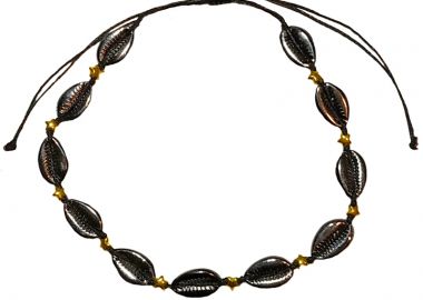 Jt Τσόκερ κολιέ με κοχύλια μαύρα από gunsmoke ορείχαλκο - JT - 