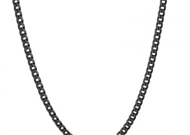 Jt Unisex αλυσίδα λαιμού ατσάλι cuban λεπτή 3.7mm Μαύρο - JT - 