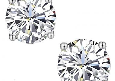 Jt Unisex ασημένια καρφωτά σκουλαρίκια με ζιργκόν Άσπρο - JT - 