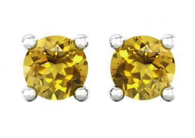 Jt Unisex ασημένια καρφωτά σκουλαρίκια με ζιργκόν Χρυσό - JT - 