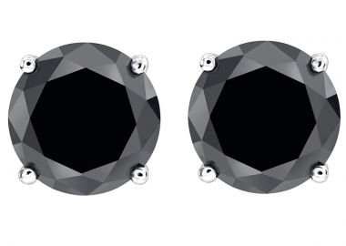 Jt Unisex ασημένια καρφωτά σκουλαρίκια με ζιργκόν Μαύρο - JT - 