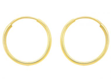 Jt Unisex ασημένια σκουλαρίκια κρίκοι επίχρυσοι λεπτοί - JT - 