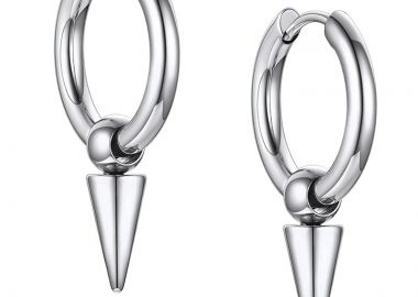 Jt Unisex ατσάλινα σκουλαρίκια κρίκοι μικροί με καρφί - JT - 