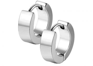 Jt Unisex ατσάλινα σκουλαρίκια κρίκοι μικροί πλατιοί 14mm Ασημί - JT - 