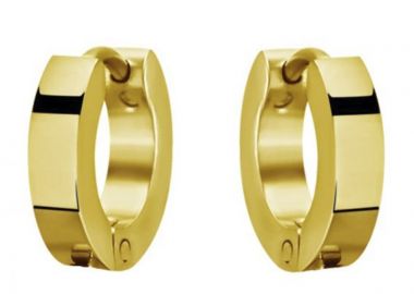 Jt Unisex ατσάλινα σκουλαρίκια κρίκοι μικροί πλατιοί 14mm Χρυσό - JT - 